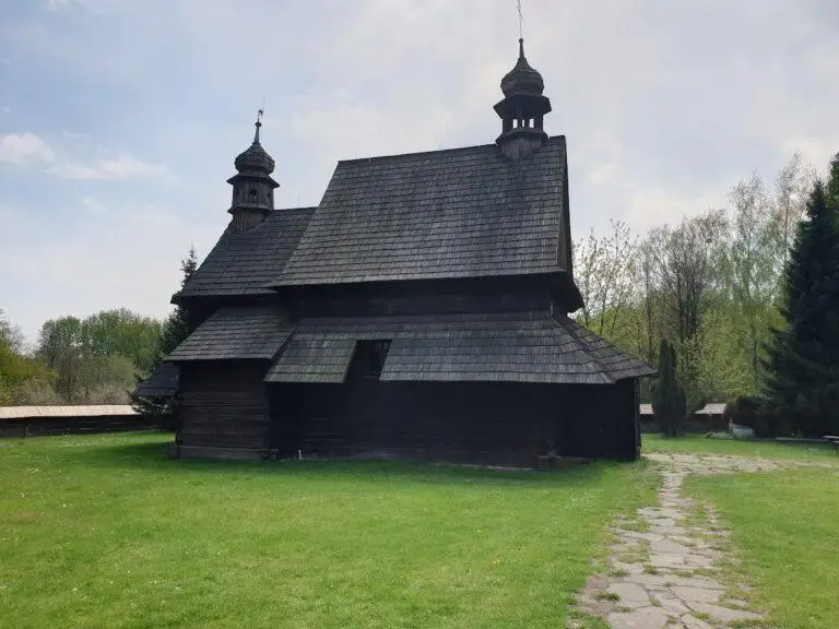 Orthodox wooden church in Silesia, southern Poland, traditional timber architecture