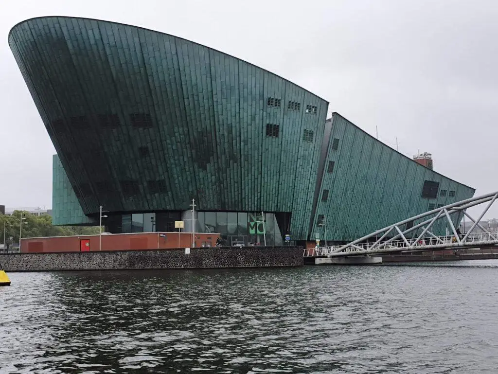 NEMO Science Museum in Amsterdam designed by Renzo Piano, modern copper-clad building on the waterfront