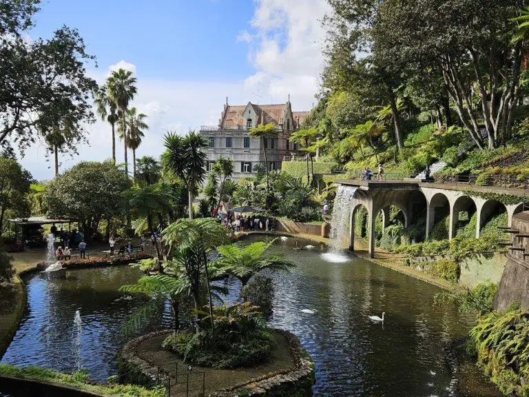 Monte Palace Tropical Garden Madeira terraced landscape architecture with bridges and water features