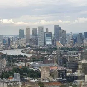 Canary Wharf skyline viewed from Sky Garden in London