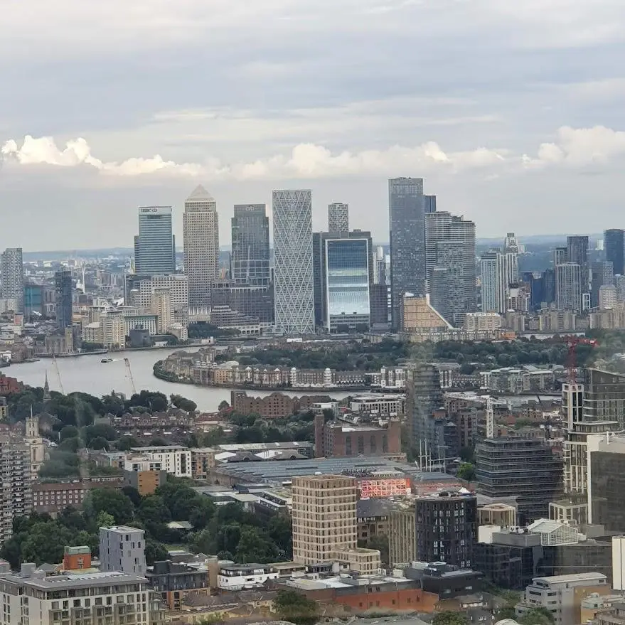 Canary Wharf skyline viewed from Sky Garden in London