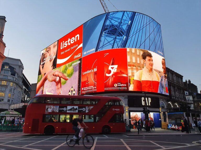 Piccadilly Lights digital advertising screen at Piccadilly Circus in London