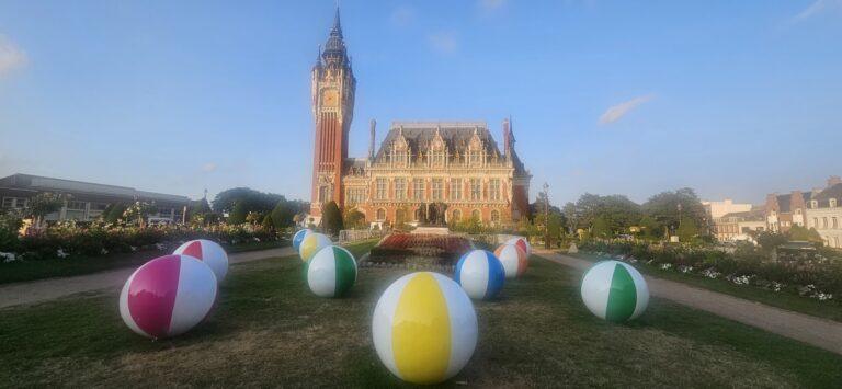 Calais Town Hall and its historic belfry in Calais, France.